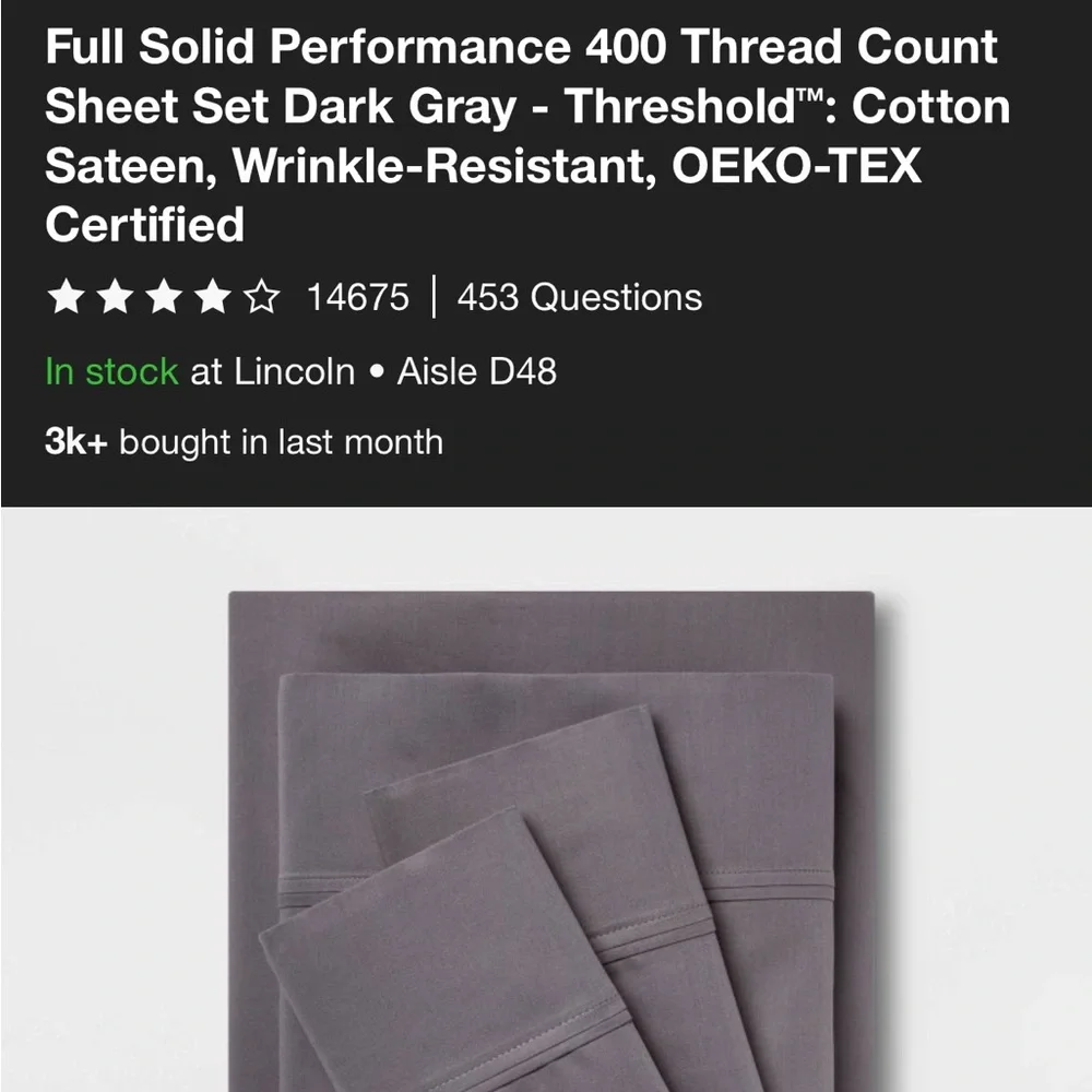 NWT THRESHOLD FULL PERFORMANCE 400 thread count‎ sheet set
